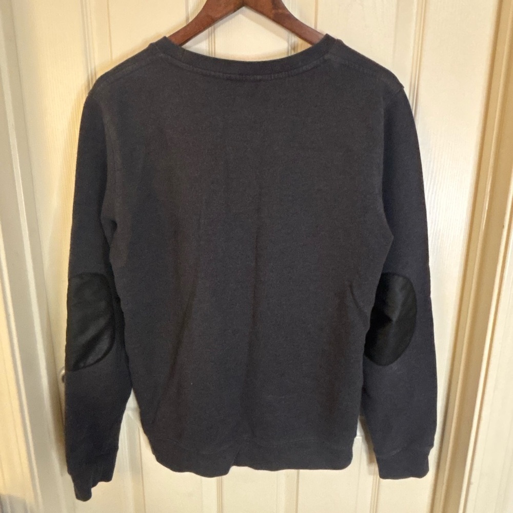A.P.C. Rue Madame Charcoal Blue Sweatshirt w/ Leather Elbow Patches XL - Picture 4 of 7